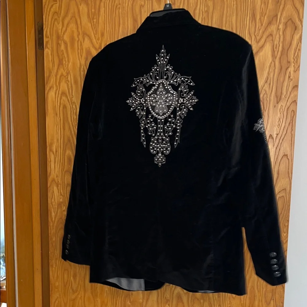 Elegant Black Blazer with Silver Detailing